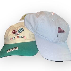 Target Pickleball Hats in Cream and Light Blue